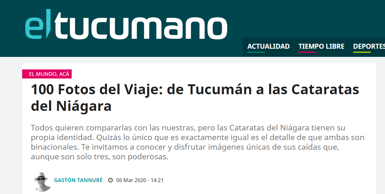 Columna sobre Niágara en el Diario Digital El Tucumano