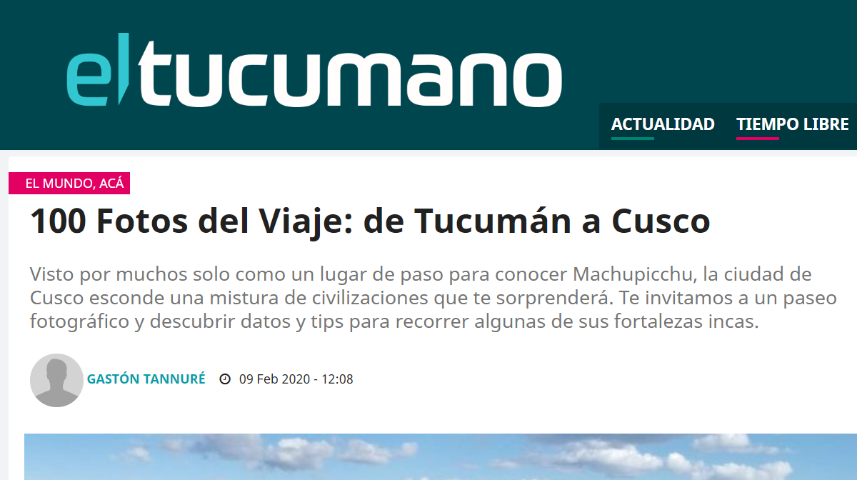 Columna sobre Cusco en el Diario Digital El Tucumano
